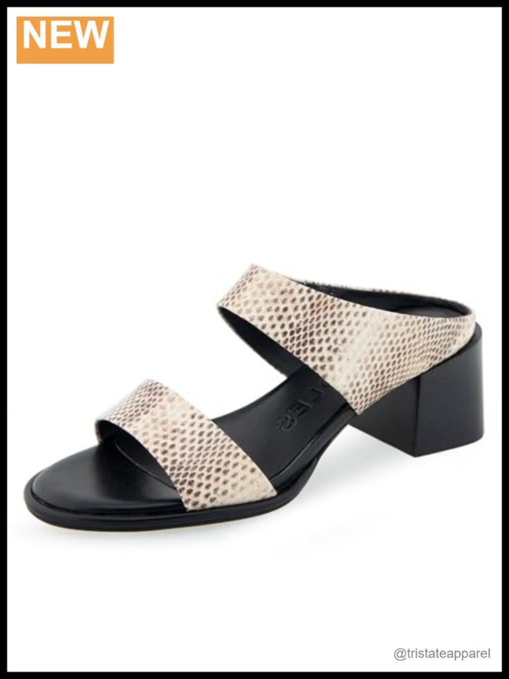 Genuine Leather Slide Sandal with Chunky Block Heel and Slip On Entry